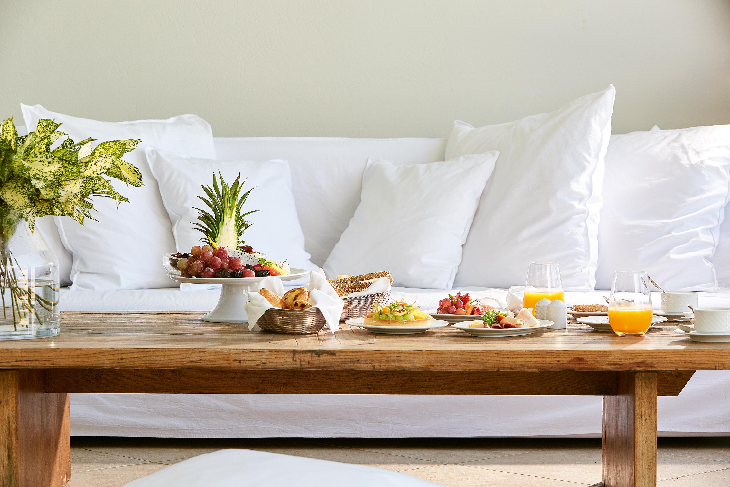 Grecotel Mandola Rosa breakfast table at veranda