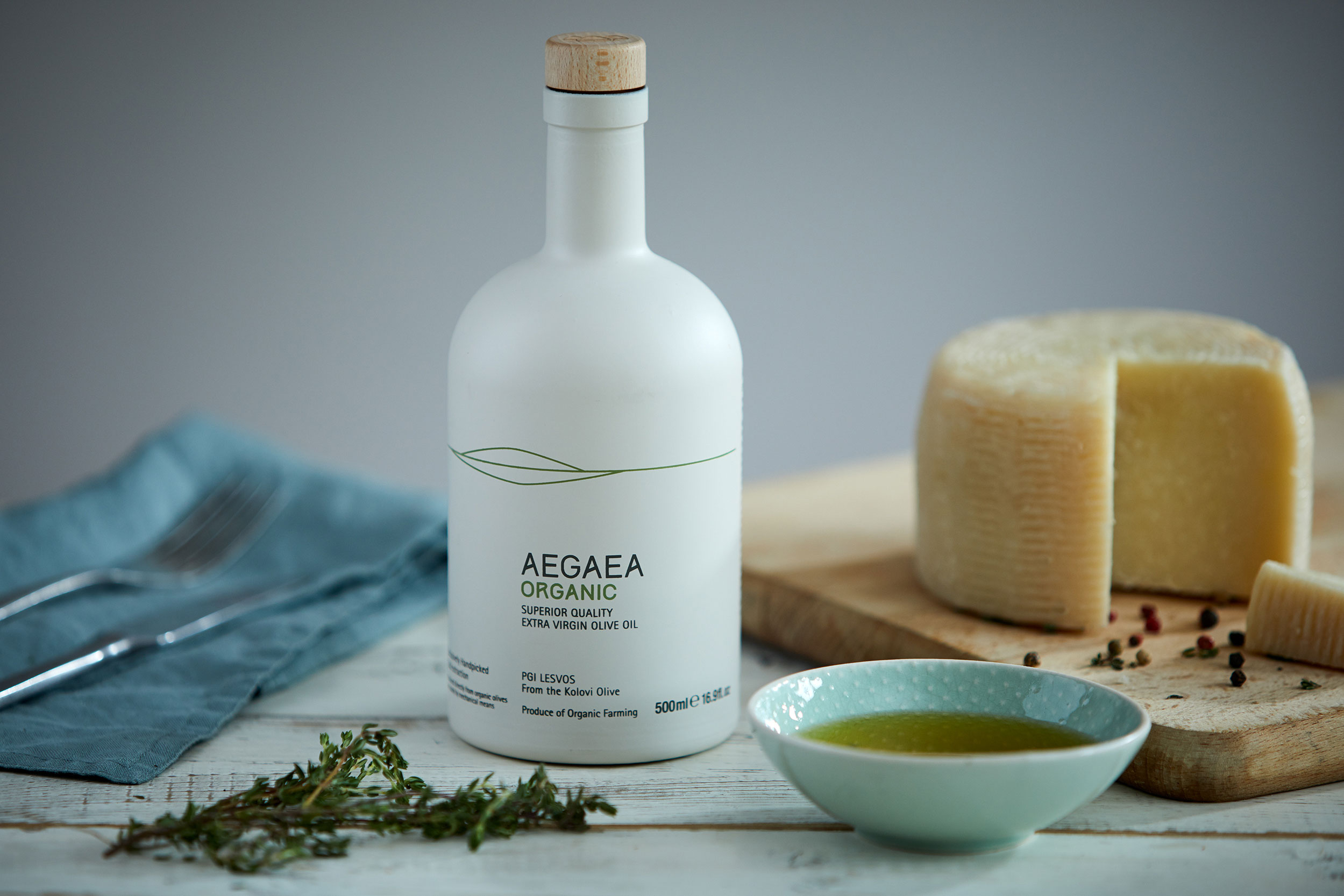 Aegea Organic Olive Oil product shot studio