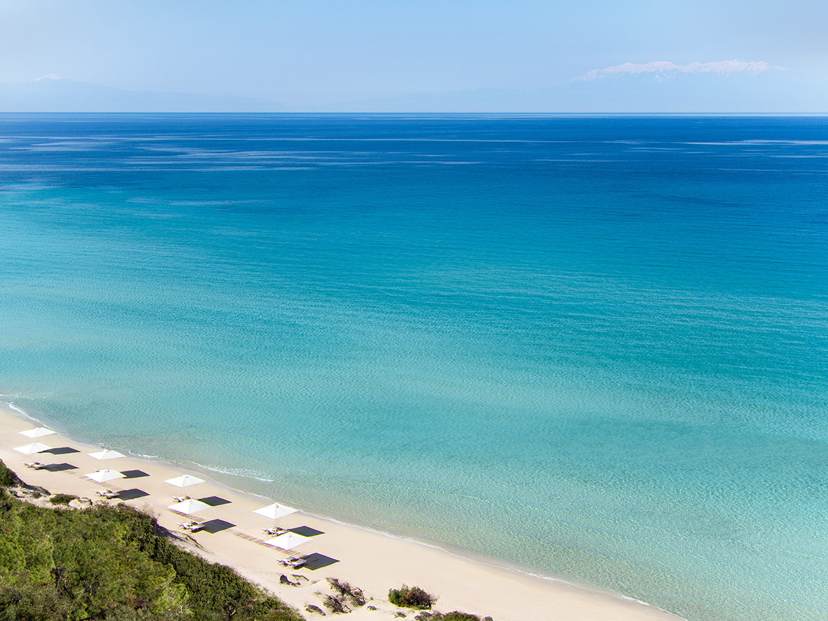 aerial view of Sani Resort Bousoulas beach