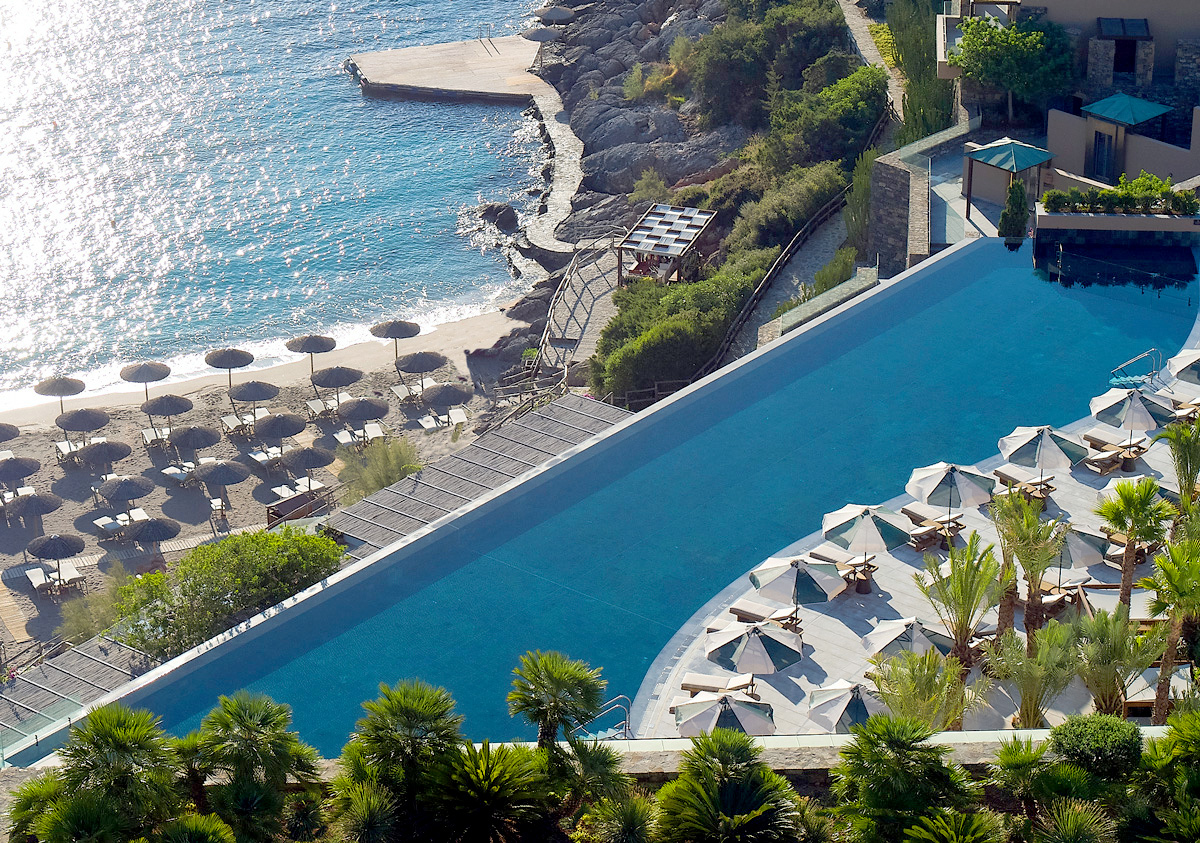 Daios Cove, Crete , aerial view pool