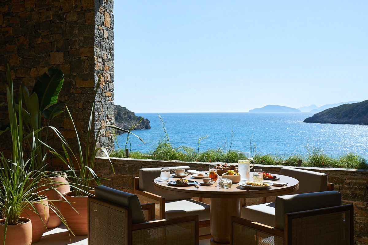 Daios Cove, Crete, Ocean Restaurant, terrace, breakfast