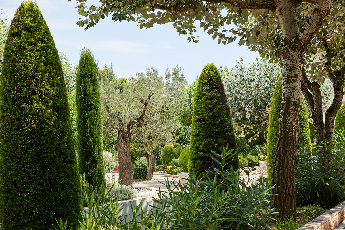 Danai Beach Resort, Greece, garden, cypress trees