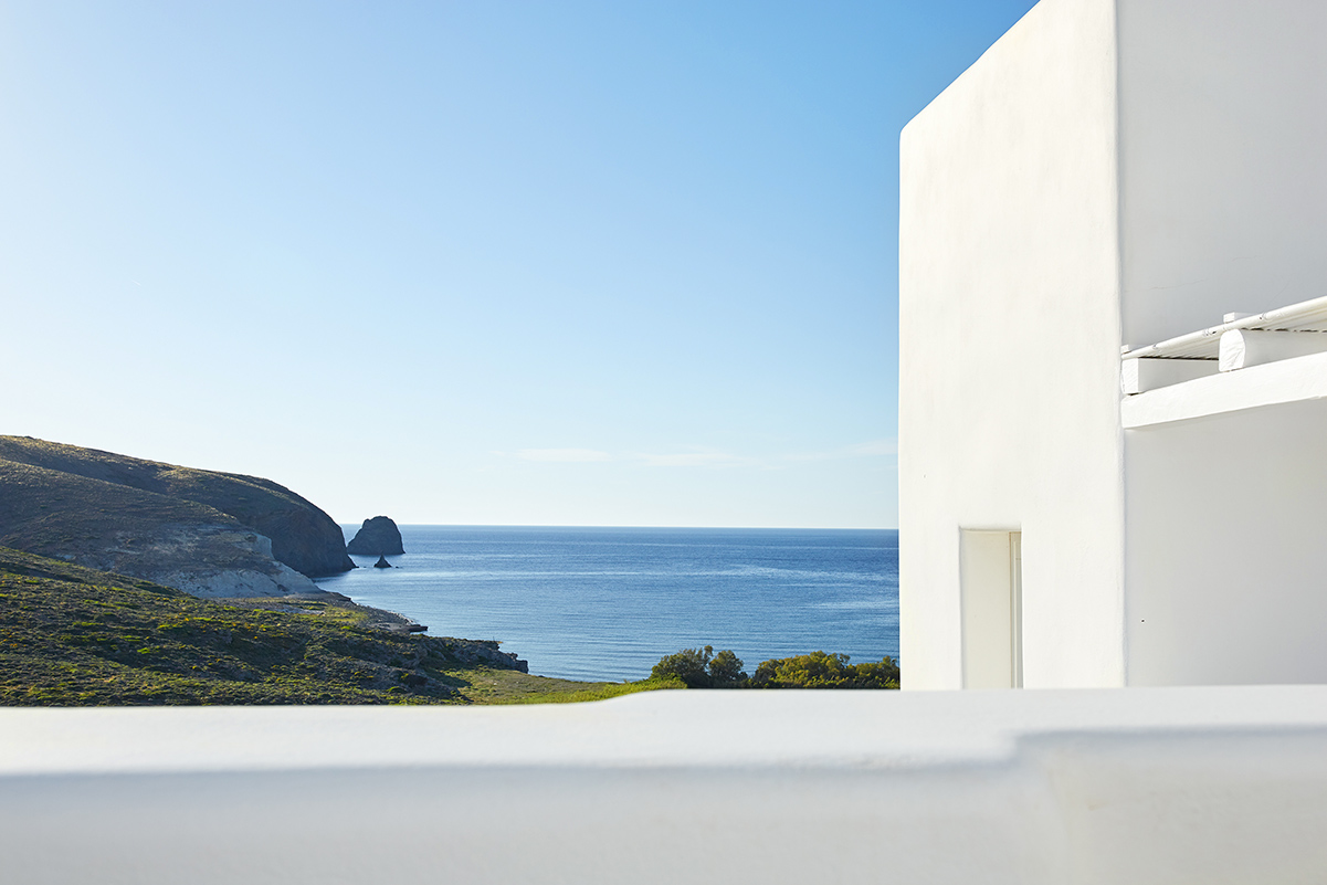 Milos Breeze, Greece, white building, sea, rock