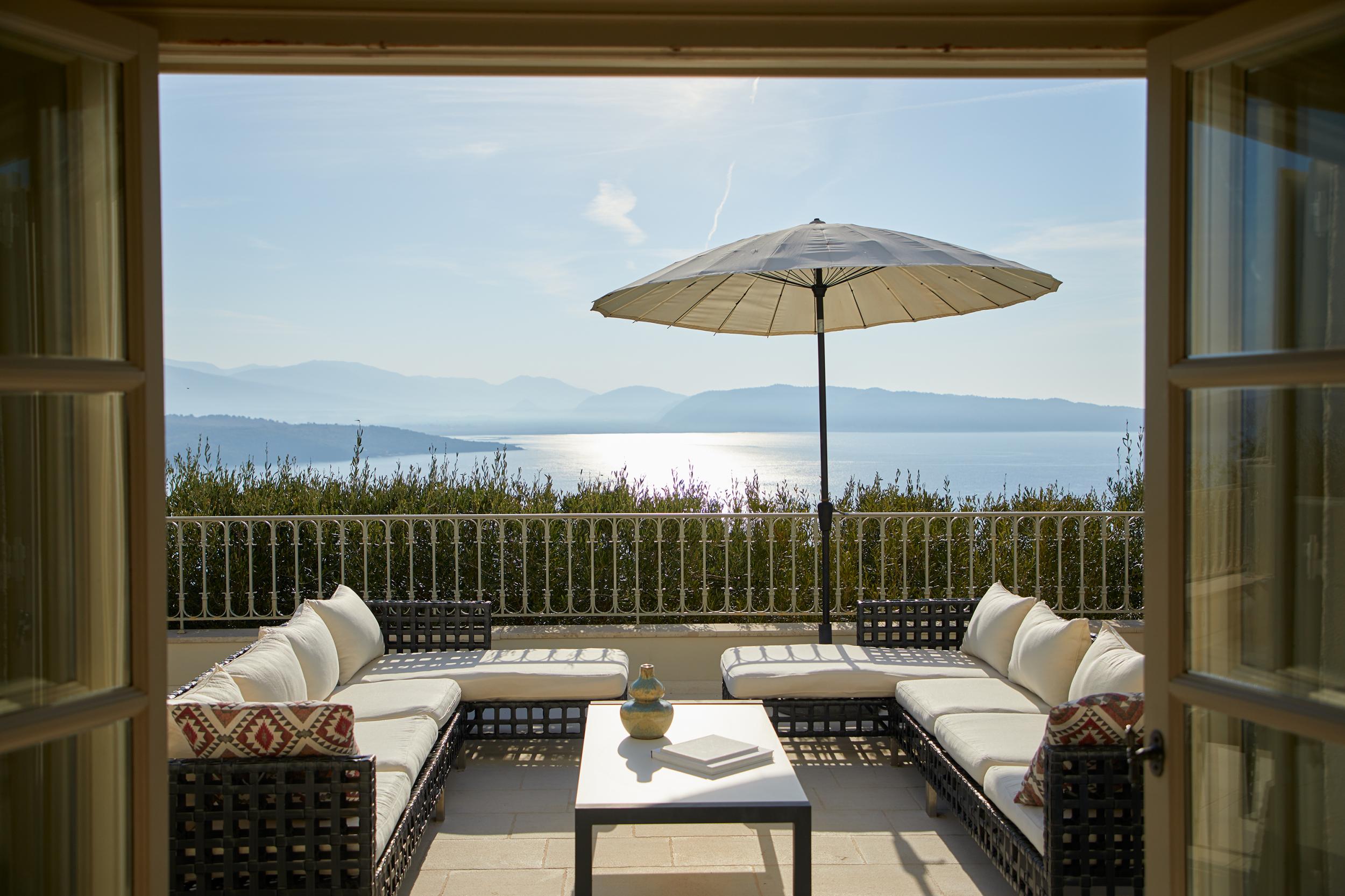 Villa Eremia, sea view from livingroom to veranda 