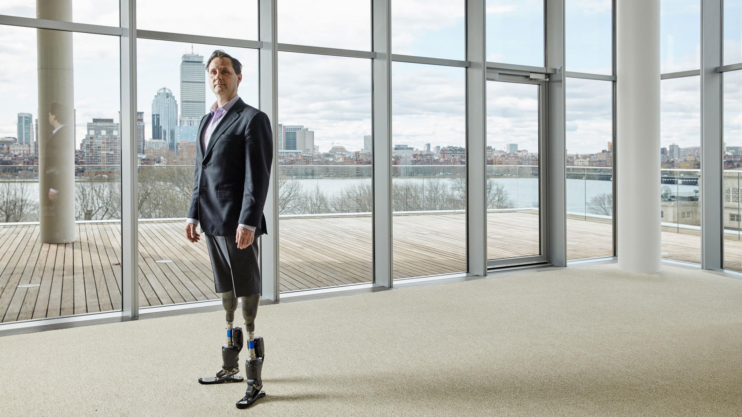 Hugh Herr at MIT Cambridge US with bionical legs
