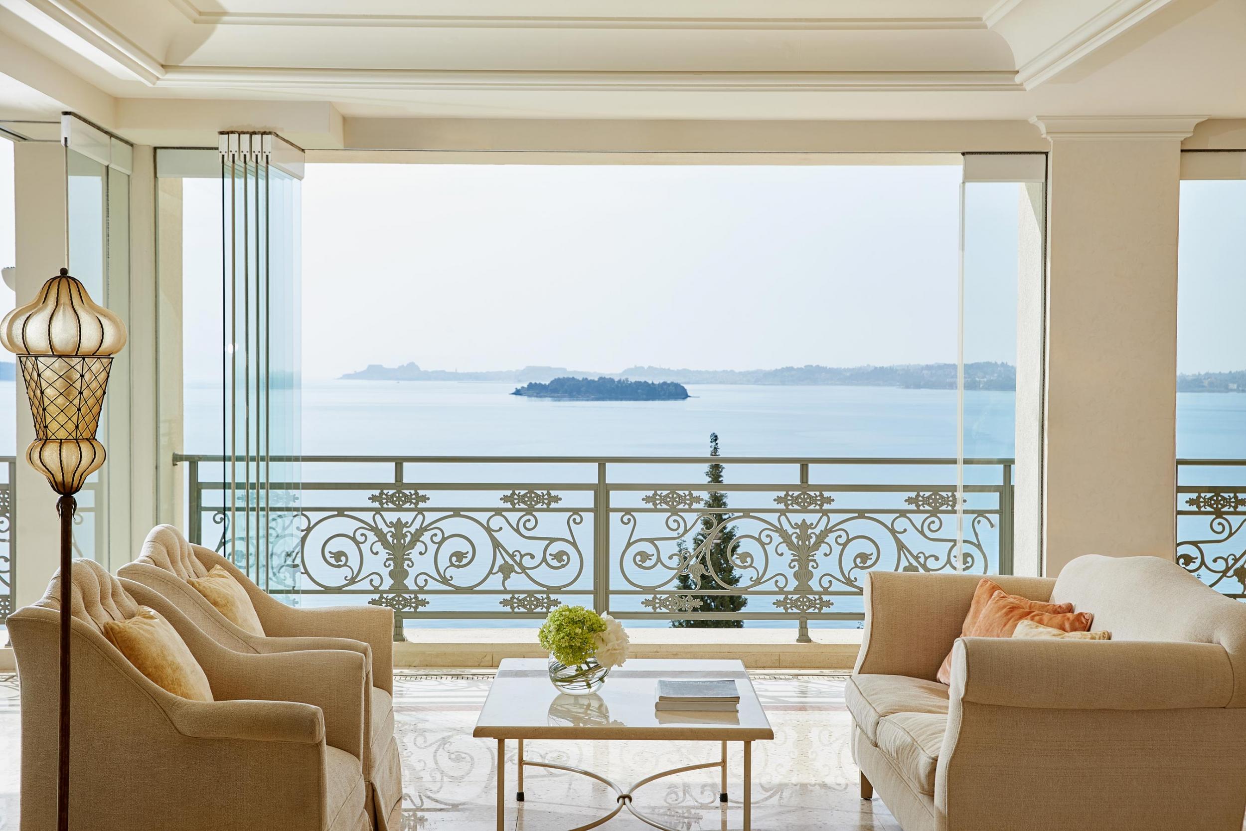 Grecotel Eva Palace lobby veranda