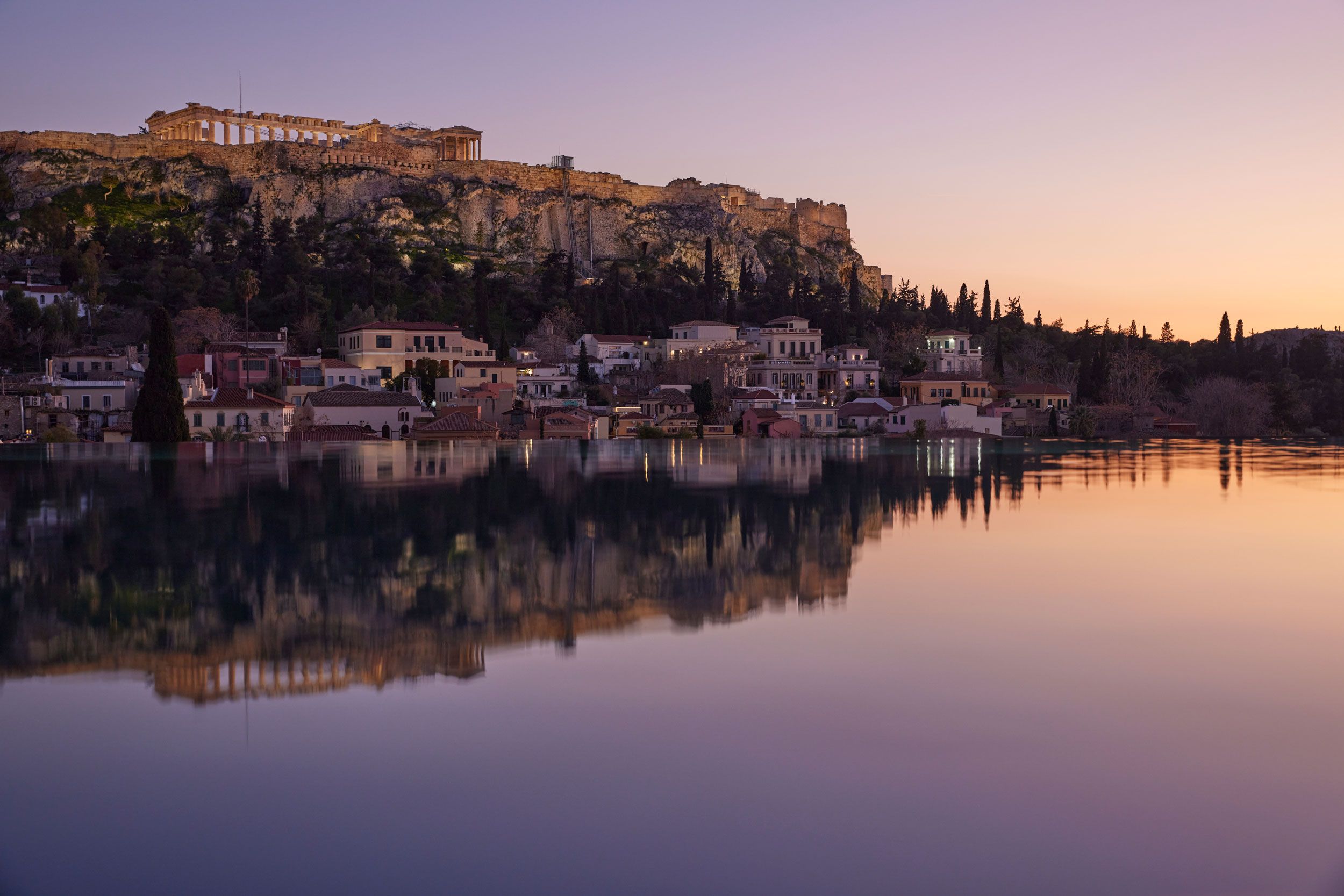 The Dolli, Athens, Acropolis, sunset, reflection