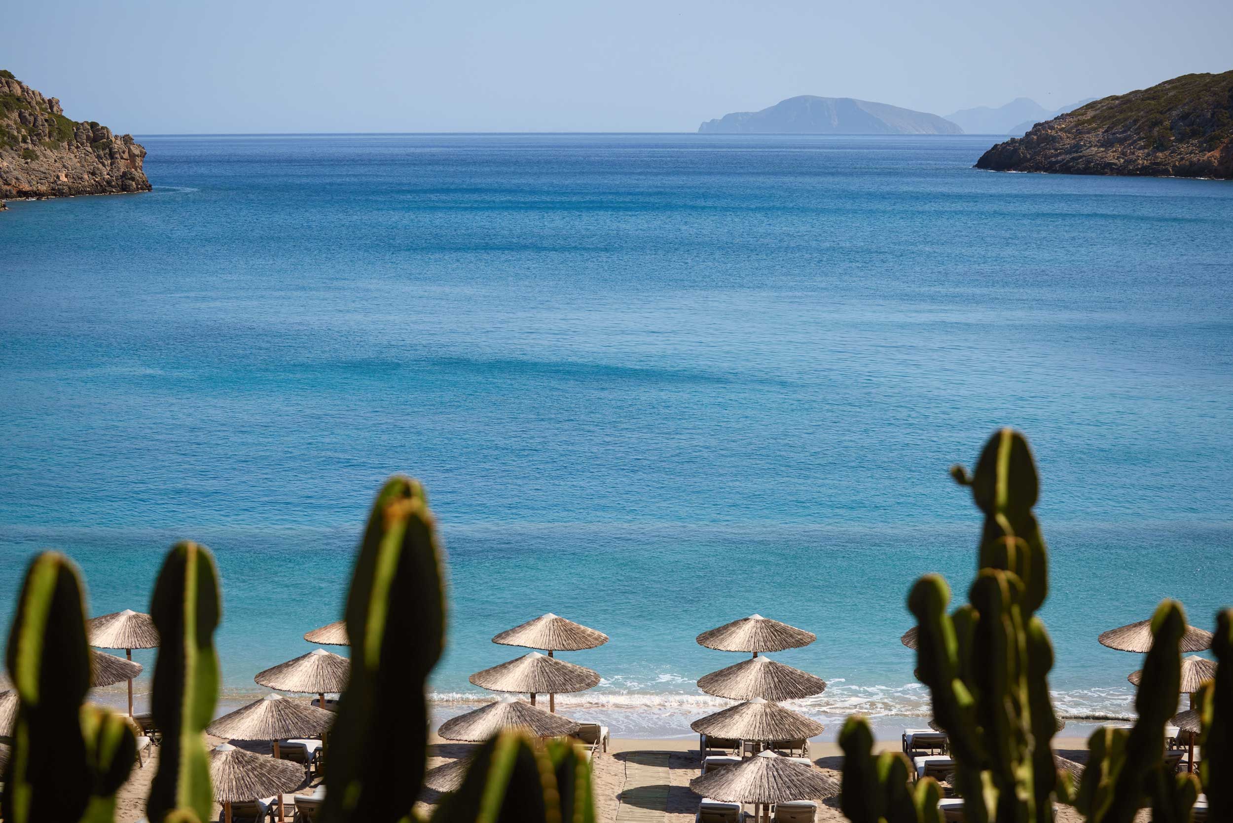 Daios Cove Crete, view at the beach, cactus