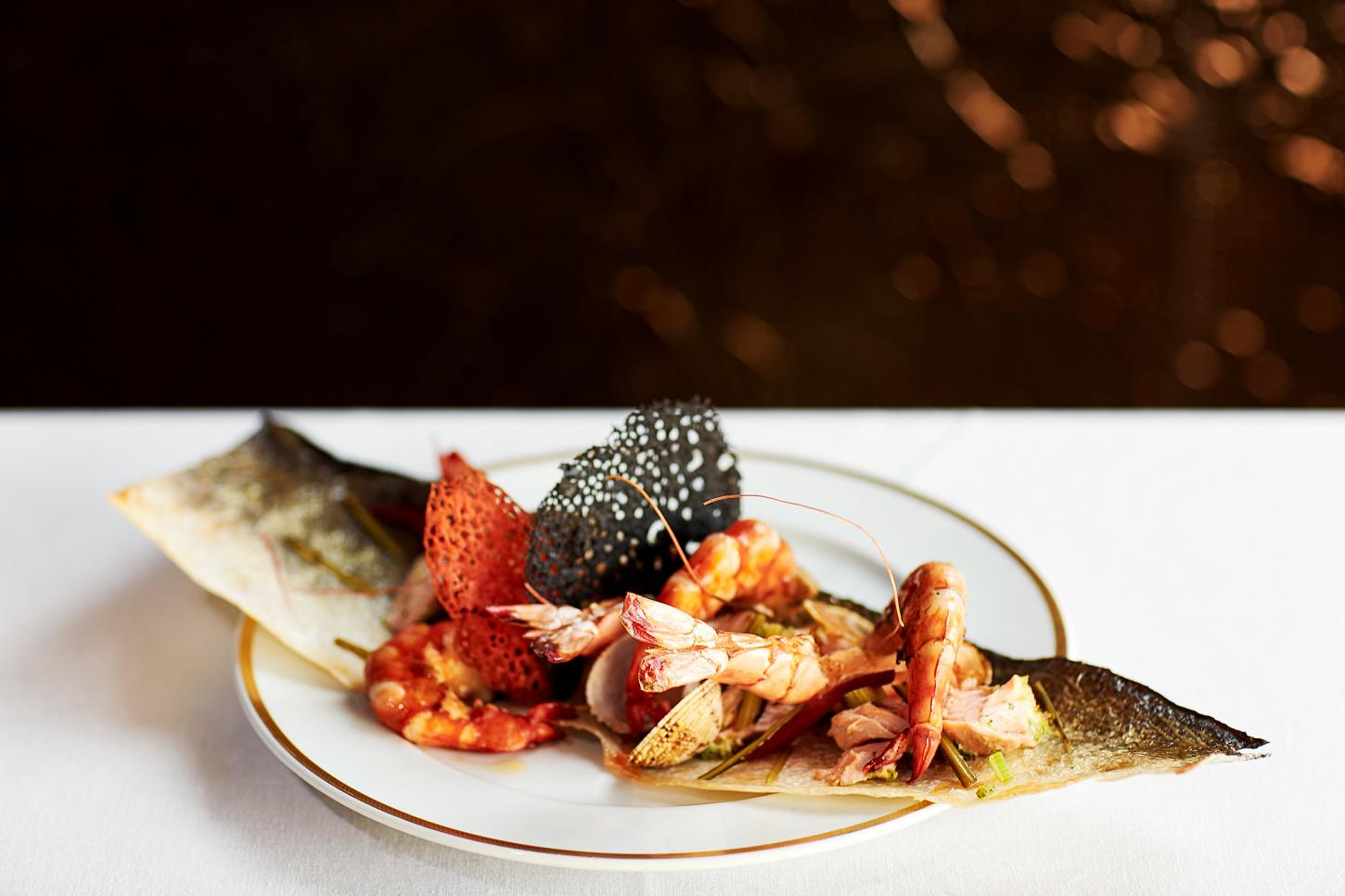 Lobster on sea bass skin, Maestral, Montenegro