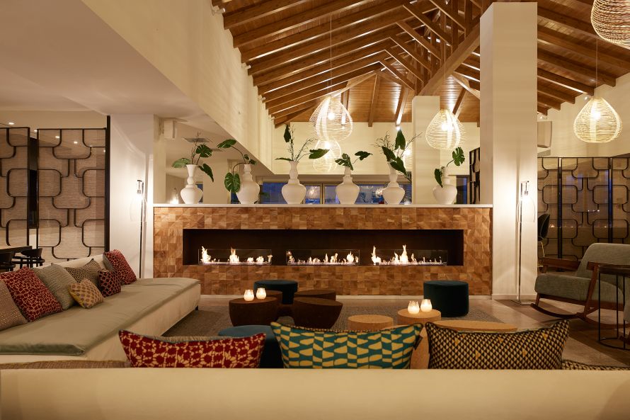 Eagles Villas lobby with fireplace