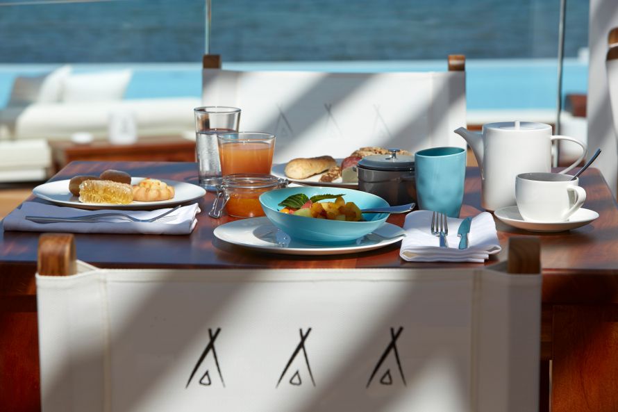 Nikki Beach Porto Heli, breakfast set up 