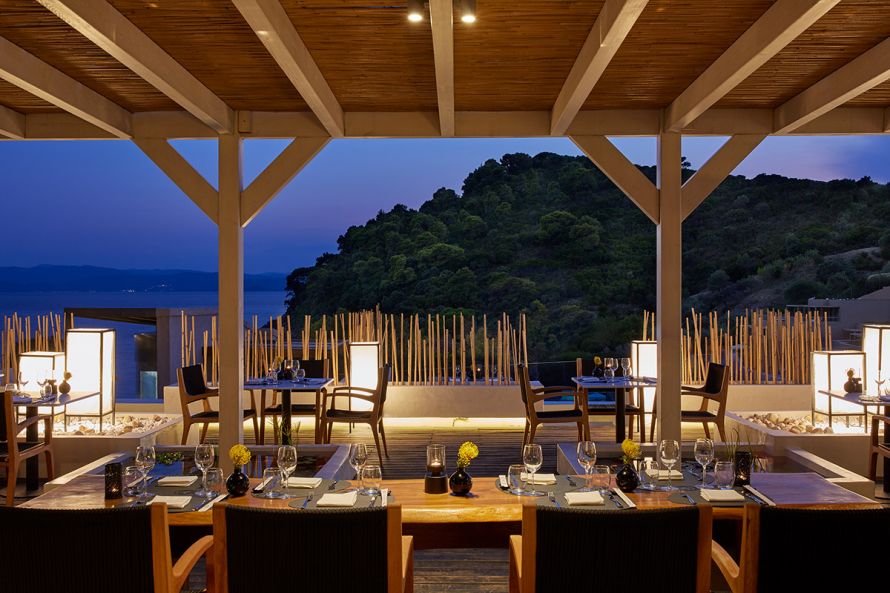 Elivi Skiathos,Asian Restaurant Veranda, sea view, blue hour