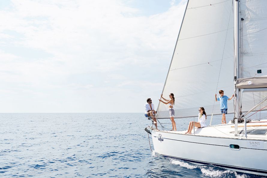 Sani Resort family on sailing boat