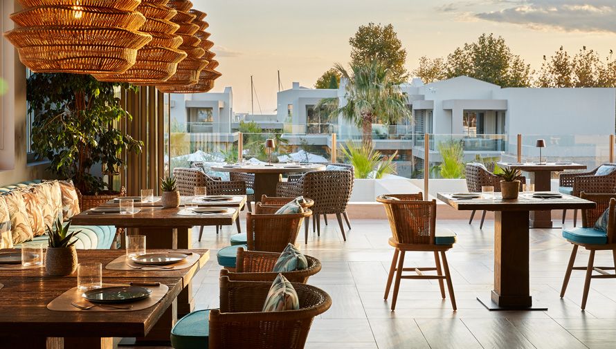 Porto Sani, Greece, El Puerto Restaurant, sunset