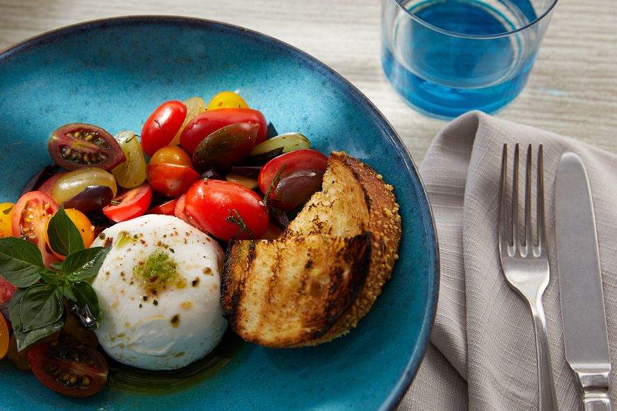 Sani Dunes, Beach House dish, blue plate
