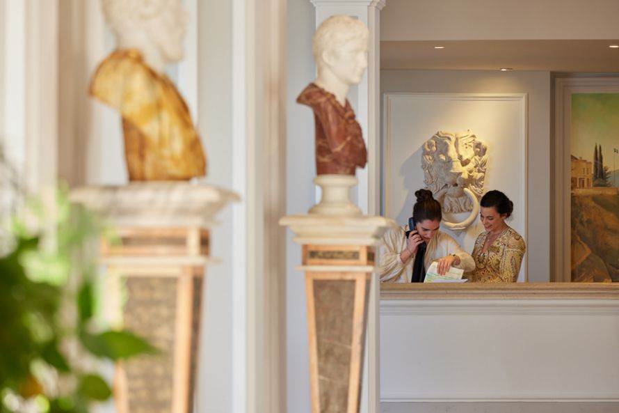 Grecotel Corfu Imperial,lobby,two receptionist