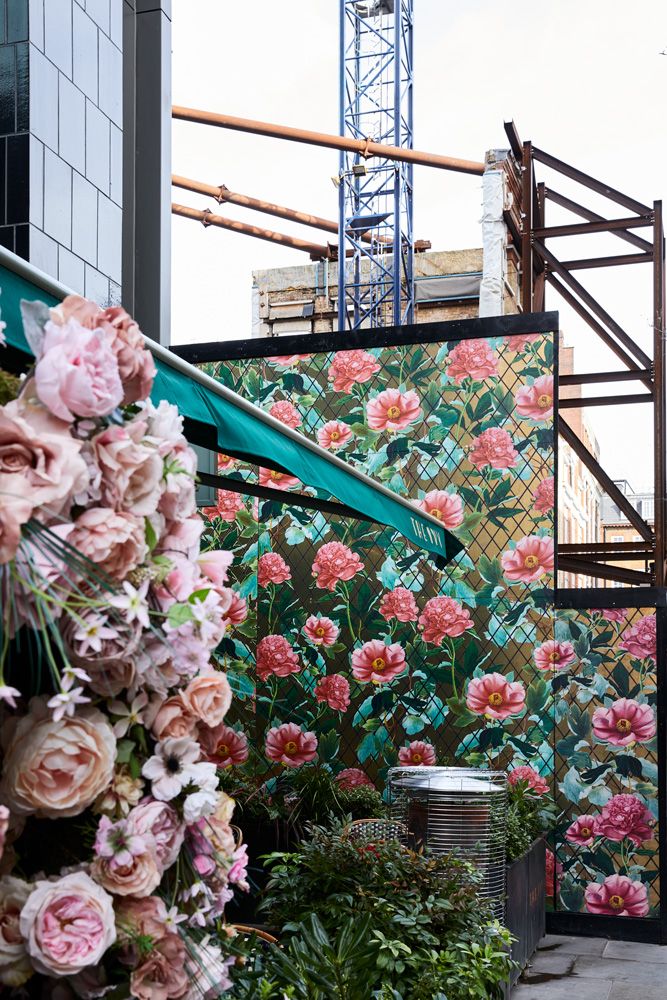 London street detail with roses