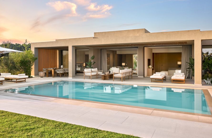 Sani Asterias Villas, exterior with pool, afternoon